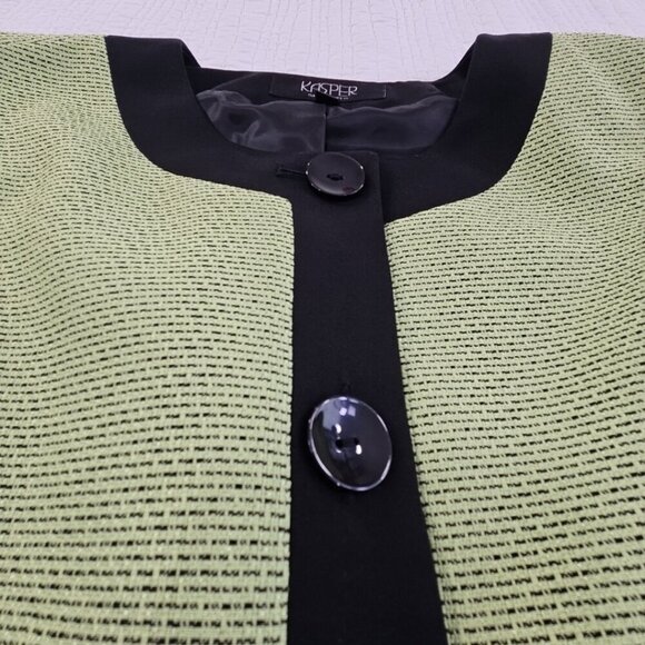 Kasper Separates Blazer Women's 14P Chartreuse Performance 4 Button EUC Workwear - Picture 5 of 15